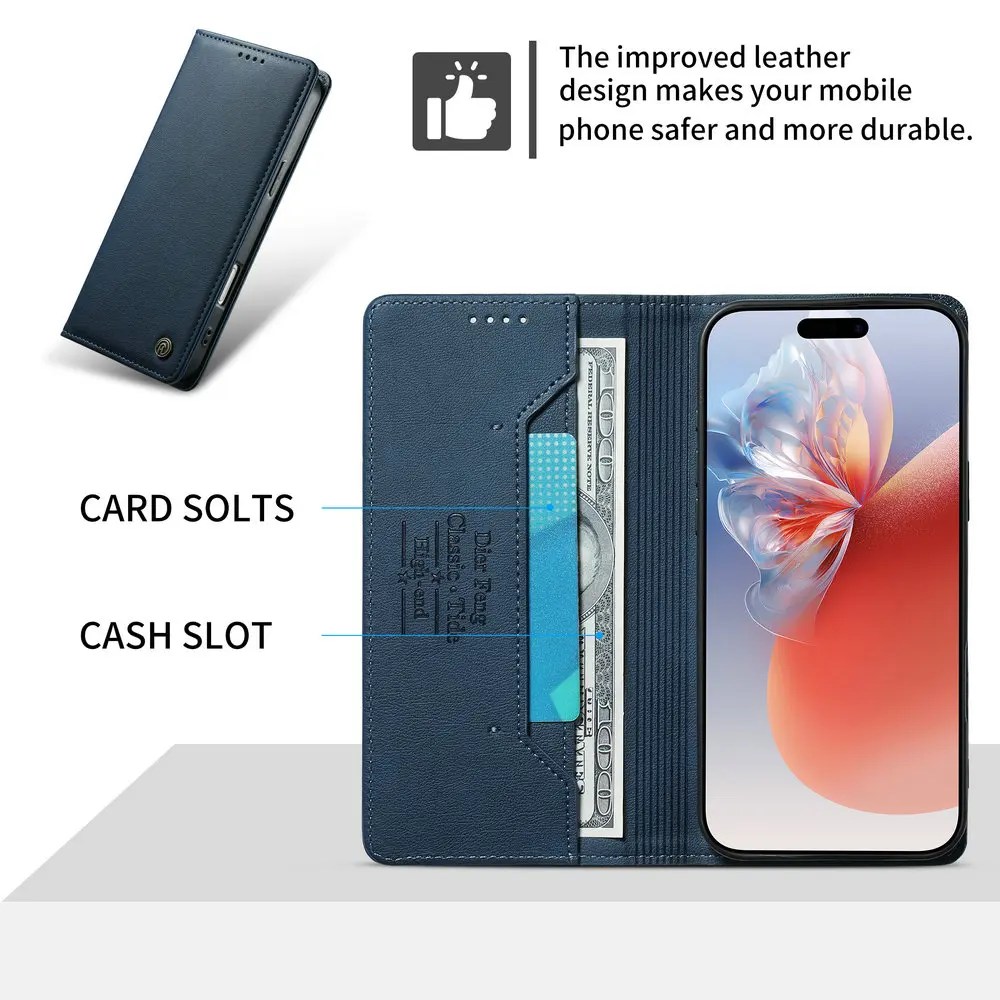 Premium RFID Leather Wallet Book Flip Case with Magnetic Closure