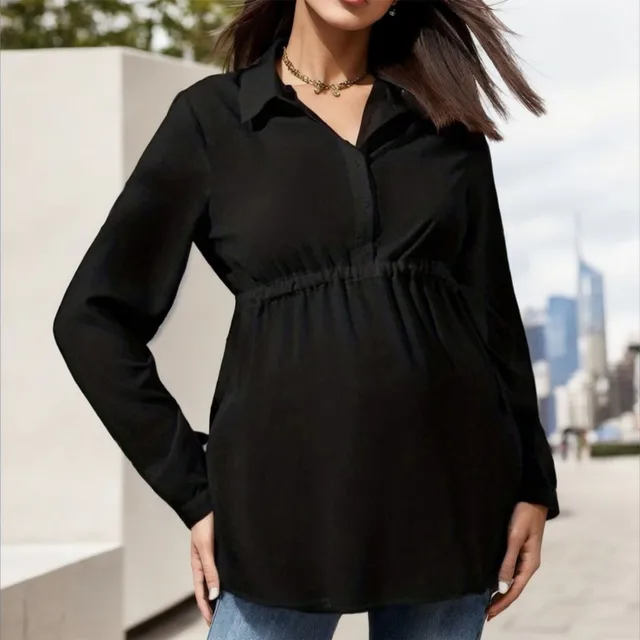 Casual Maternity Tops Women Pregnancy Long Sleeve White Blouse For Pregnant Elegant Ladies Top Fashion Solid Office Clothing New 2