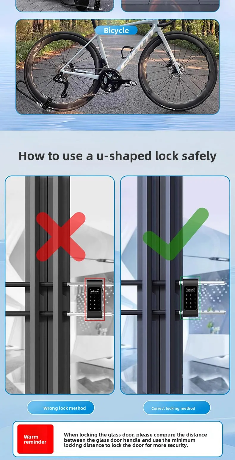 Password lock U-shaped lock Fingerprint lock Double door Shop storefront U-shape