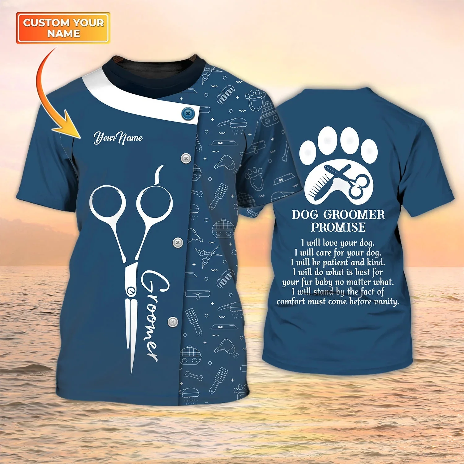 

PLstar Cosmos Pet Groomer Summer Men's T-shirt Personalized Dog Groomer Name 3D Printed T Shirt Unisex Casual Harajuku Tops DIY