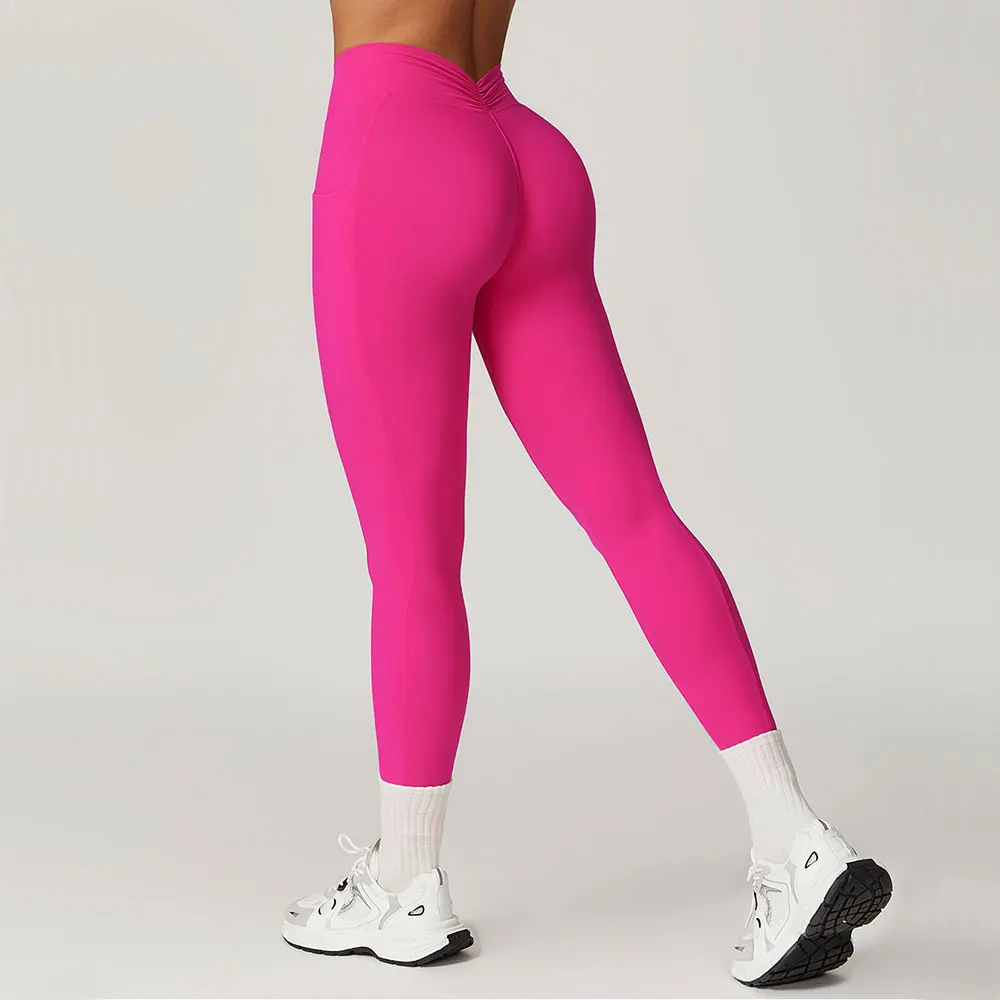 V-shaped Back Yoga Pants High Waist Leggings Women Gym Workout Tights Fitness Tummy Control Running