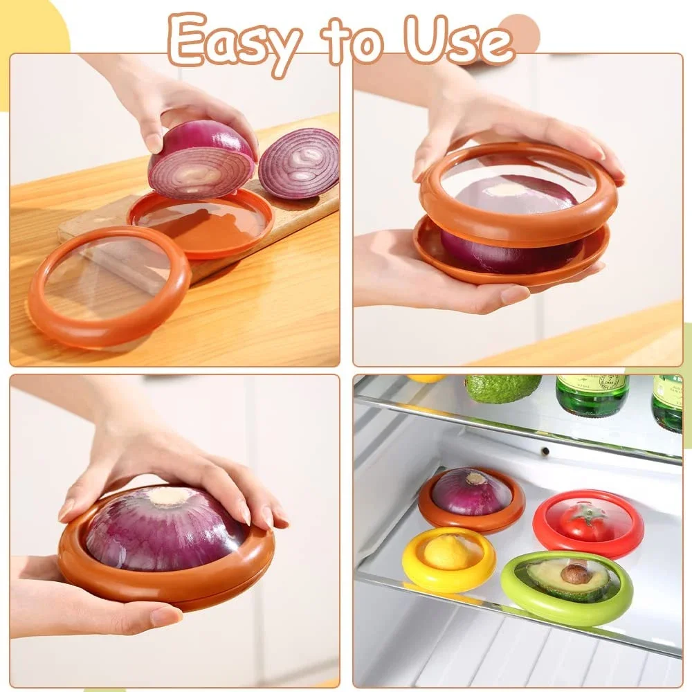 4pcs Innovative Gadgets Storage Keeper Reusable Containers Avocado Onion Lemon Tomato Saver Food Huggers Fresh Stretch Pod