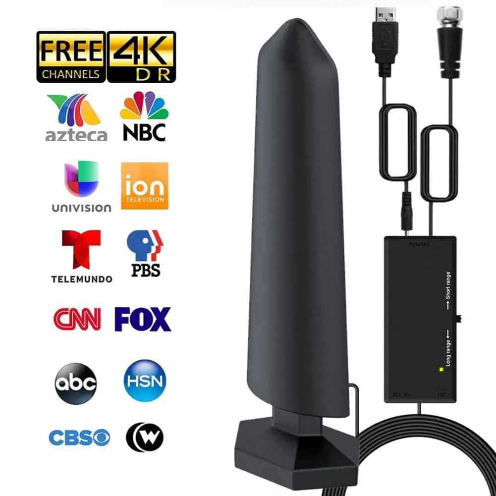 

Amplified Indoor TV Antenna 400+ Mile Range HD-Compatible Channels With Amplified Signal Booster Power Receiver Digital Antenna