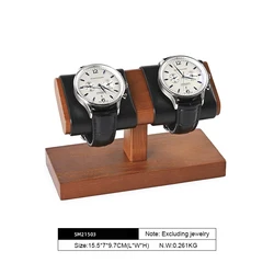 Elegant Wooden Watch and Jewelry Display Stand (Double PU Black A)