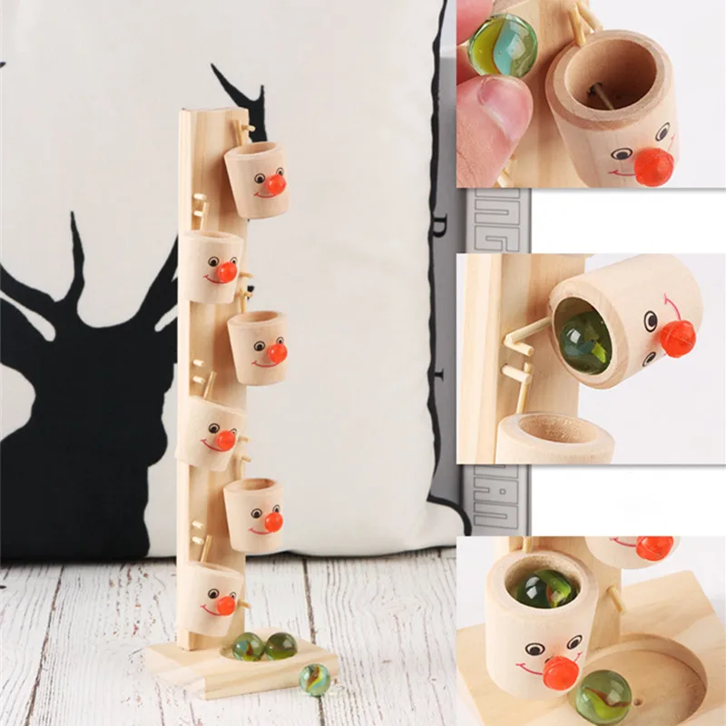 

New Baby Montessori Clown Pattern Wooden Blocks Tree Marble Ball Run Track Game Children Intelligence Educational Toy Kids Gifts