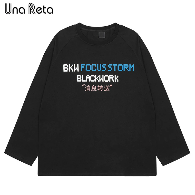 

Una Reta T-shirt Spring Harajuku Hip Hop Print Man's Pullover Tops Streetwear Long Sleeve Cotton Loose T Shirt