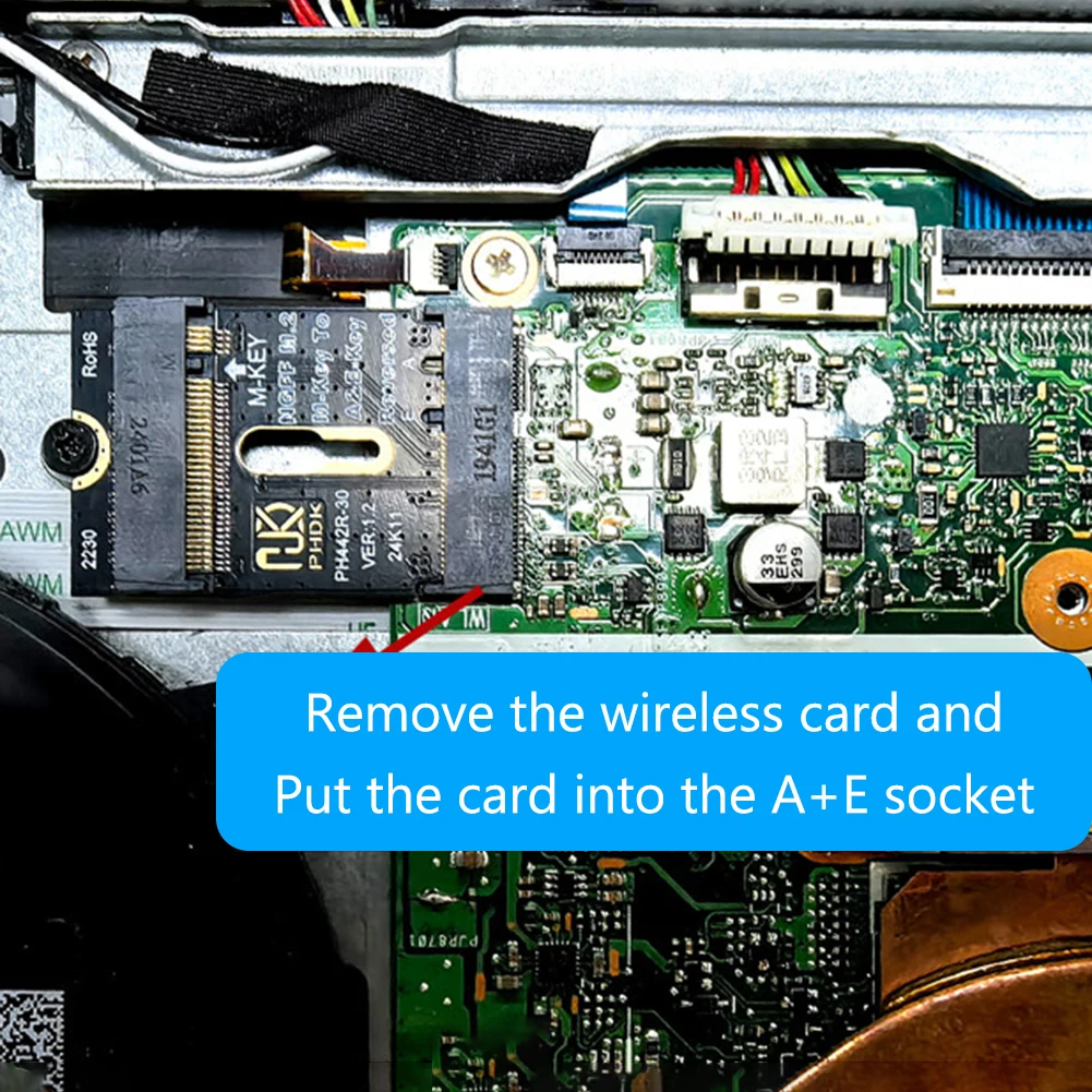 M.2 A+E To NVME SSD Adapter PCI-E 4.0 Adapter NGFF A+E-Key Male To NVME M-key Female Extension for Laptop Mainboard SSD 2280