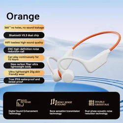 Enhanced Waterproof Bone Conduction Wireless Headphones - 32GB MP3 with Mic (Orange)