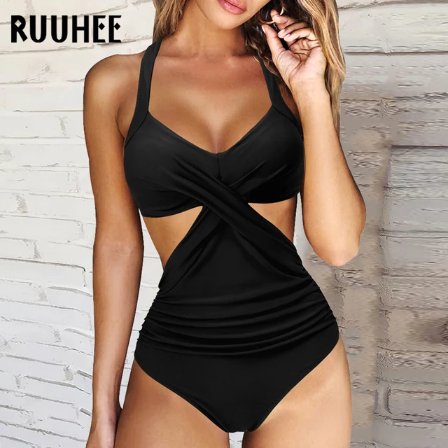 Womens One Piece Swimsuits Tummy Control Bathing Suits High Neck Mesh Swimsuit  Swimwear, Black, M | Fruugo UK