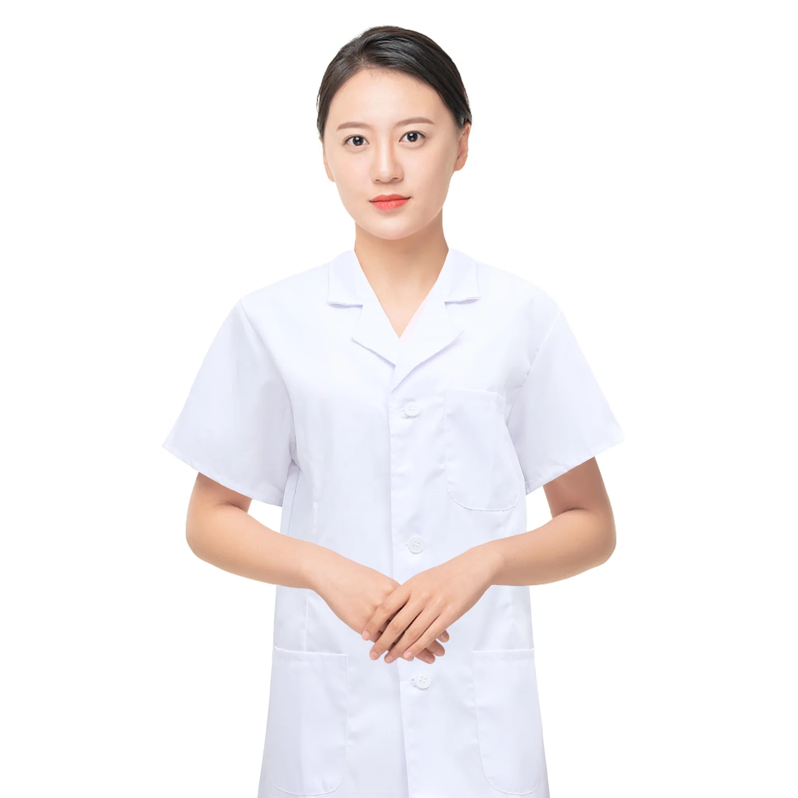 Women's Nurse Uniform Durable Short Sleeve White Medical Dress Professional Look Xxl Short Sleeve Nurse Uniform