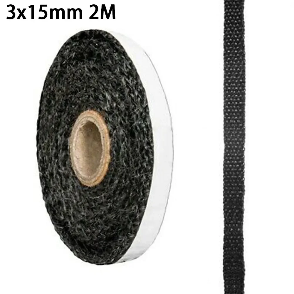 Black Flat Stoves Rope Self-Adhesive Fiberglass Fireplace Door Sealing Cord Replacement Gasket Tape 2m Length 10/15mm Width