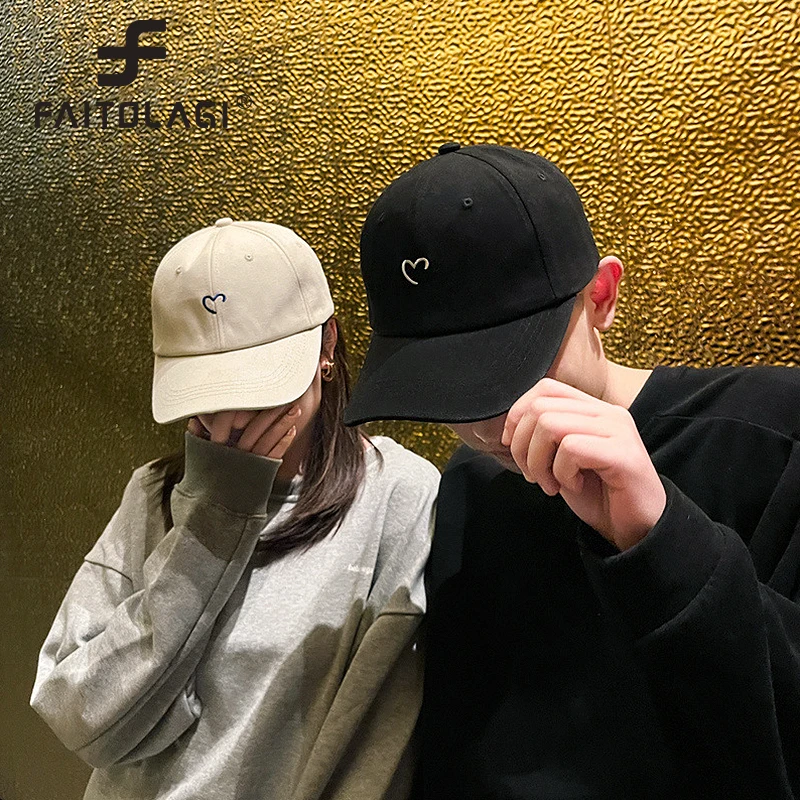 Bestickte Herz Baseball Cap Für Damen Und Herren Baumwolle_voghion.com