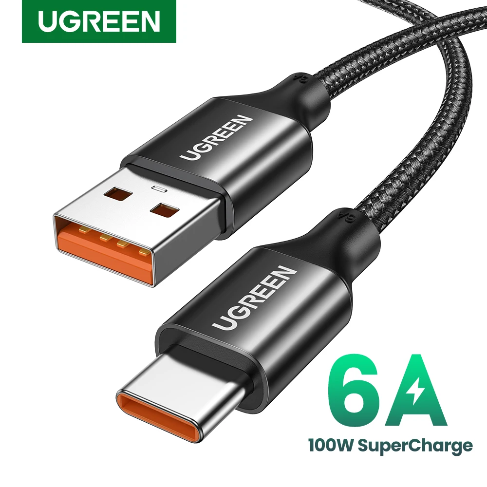 UGREEN-USB Cabo de carregamento rápido tipo C, cabo de dados para Huawei Mate 60 P60 Honor e Xiaomi, 6A Supercharge, 100W, 88W