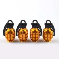 Set of 4 Grenade - Style Aluminum Tire Valve Caps (Gold)