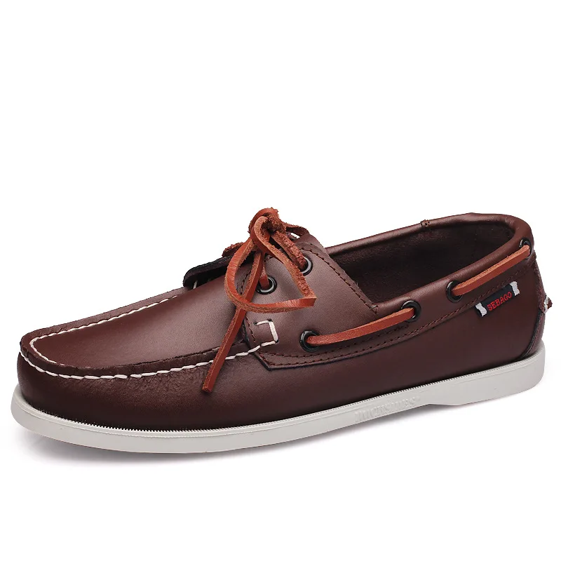 Men Loafers Fashion Genuine Leather Casual Flat Slip-on Driving Footwear Boat Shoes Comfortable Lazy Male Shoes