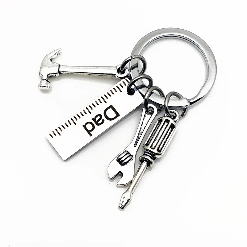 Dad Letters Keychains Creative Hammer Screwdriver Wrench Keyring Handbag Decor Tassel Hanging Pendant Father's Day Gifts pop keychain toys