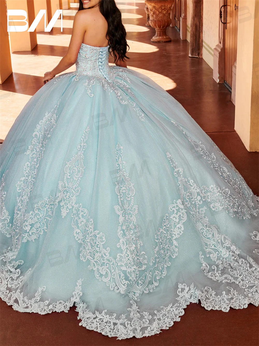 Vintage Quinceanera Dresses for Women Off the Shoulder Detachable Sleeves Tulle Sweet 15 16 Dresses Party Gown