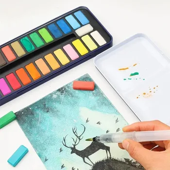 Set di acquerelli professionali 18/24 colori pigmento per pittura ad acquerello con pennello e set di pittura su carta per acquerello 1