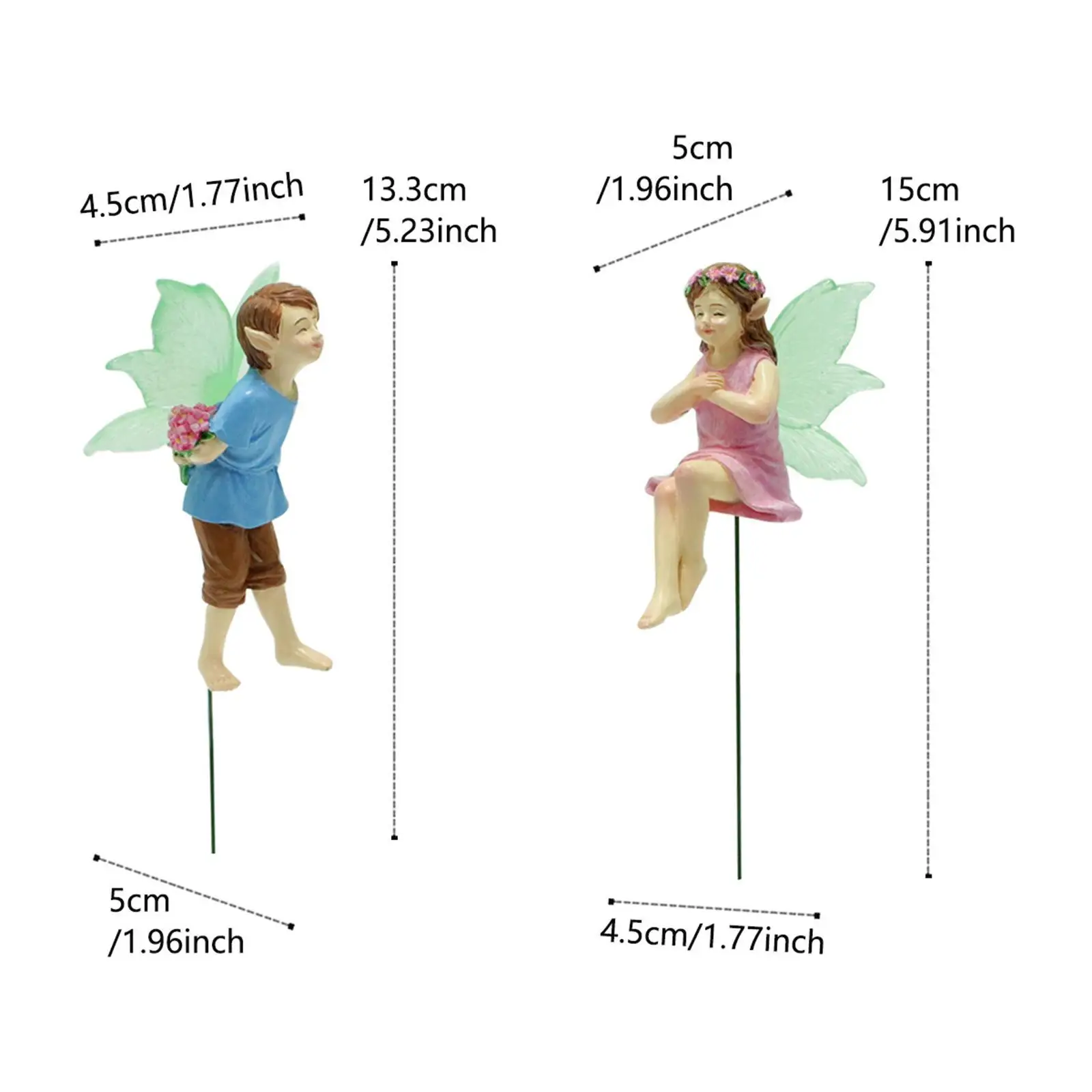 2 Pieces Fairy Couple Garden Stakes Decorations for Lawn Flower Pot Backyard