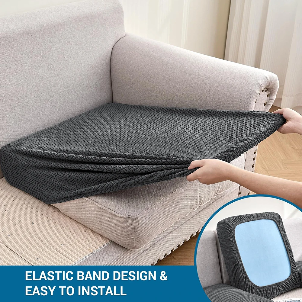 Description Picture 5 of itemJacquard Stretch Sofa Cushion Covers Soft Pure Sofa Seat Slipcover for Home Hotel Washable Elastic L-Shaped furniture Protector