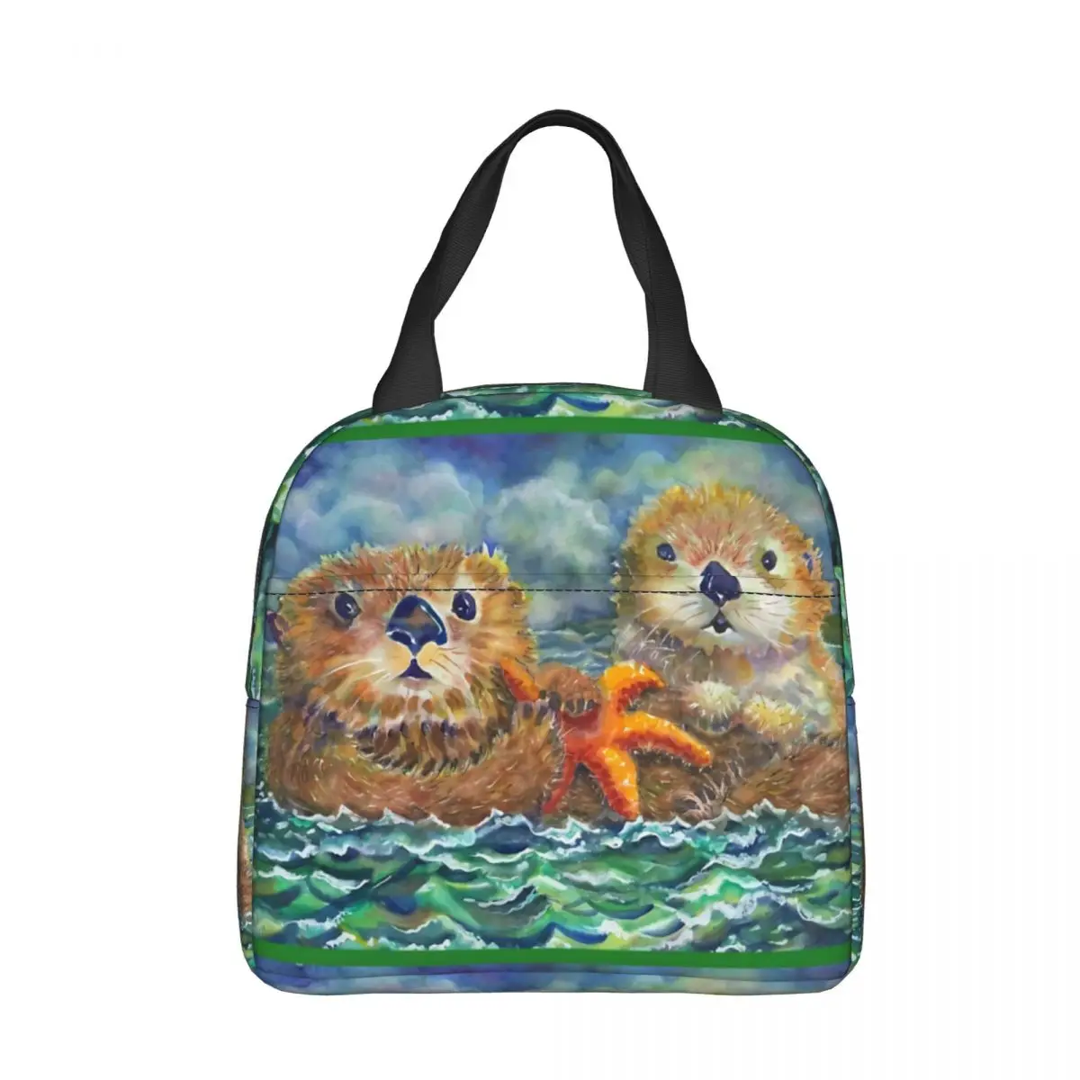 

Sea Insulated lunch bagOtters Women Kids Cooler Bag Thermal Portable Lunch Box Ice Pack Tote