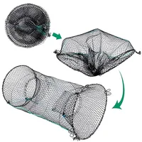 Crab Crayfish Lobster Catcher Pot Trap Fishing Net Eel Live Bait Woven Loop Rope With Circular Color Foldable Fishing Nets 1