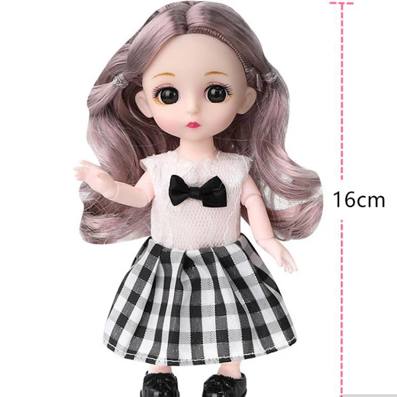 Mini 16cm BJd Doll 13 Movable Joint Girl Doll 3D Big Eyes 1/12 Fashion Princess Doll DIY Dress Up Toy Doll With Clothes Gift 6
