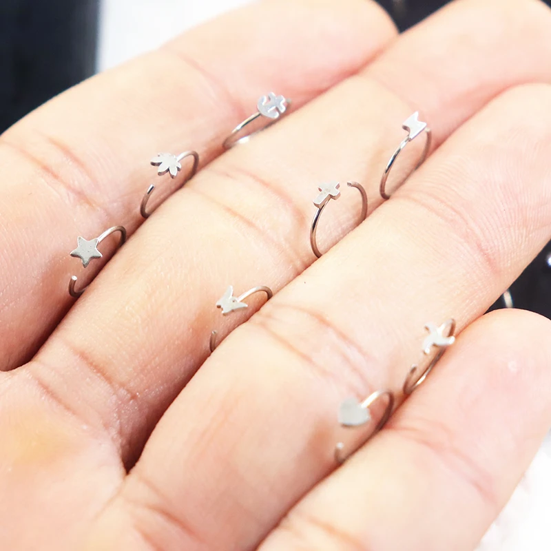 4 סגנון 8-40 יחידות אופנה 316L פלדת אל-חלד צבעונית חישוק אף שפתיים נזילה עגילי גוף תכשיטי ניקוב סגנון פאנק