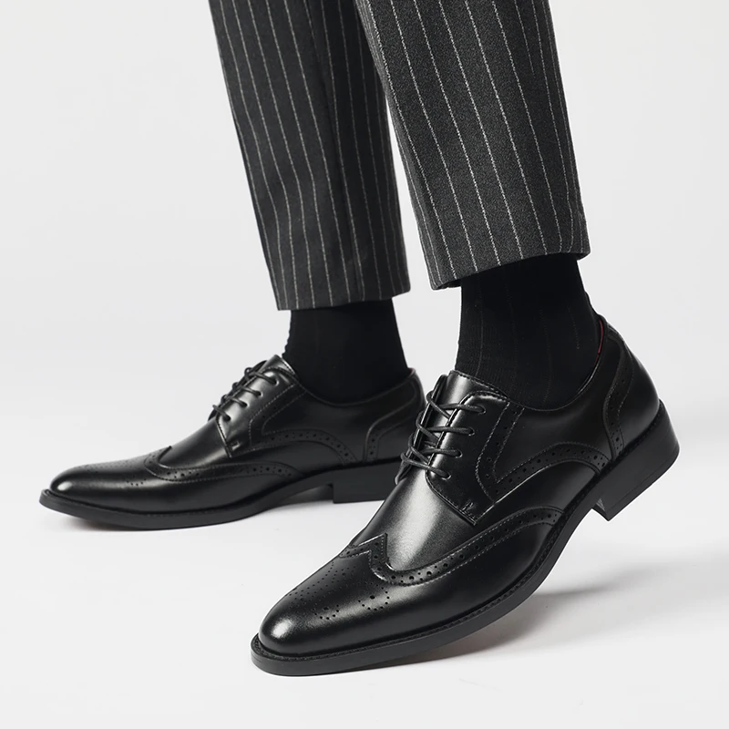 wosado x 2 エル專用 丝绒黑 ➕柔丝黑 High Quality Height Increase Oxford Dress Shoes Men Genuine