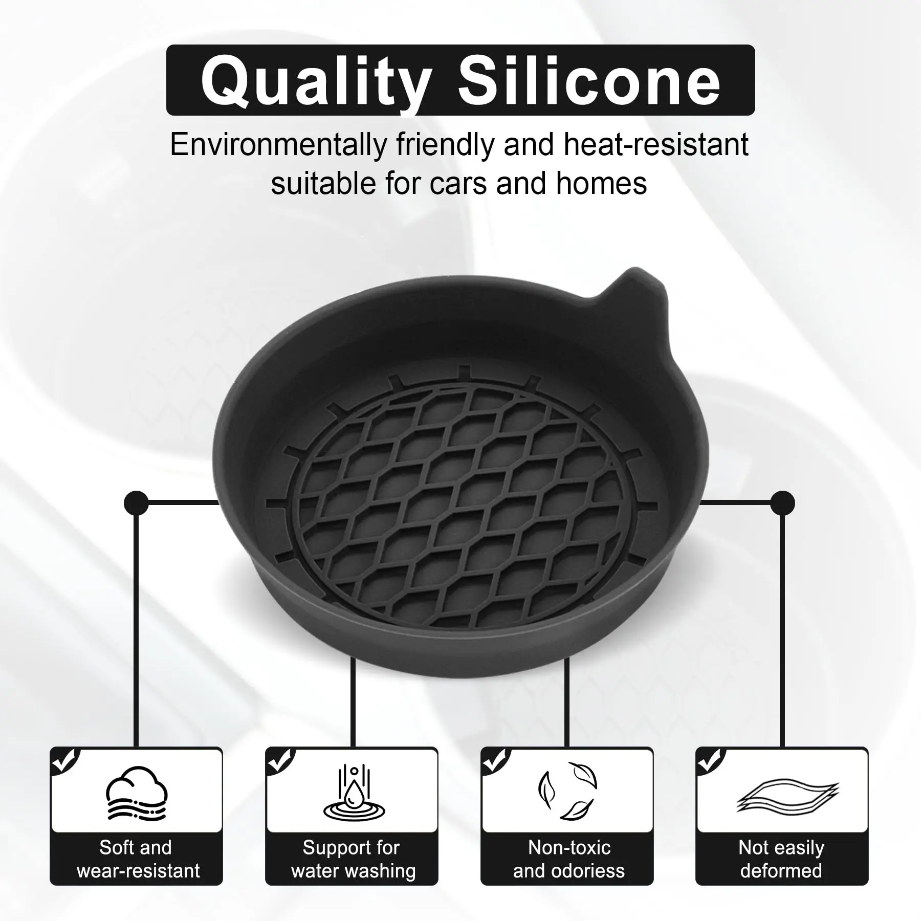 2/4pcs Car Cup Holder Coaster Silicone Cup Holder Insert Universal Non-Slip Cup Holders Car Accessories Interior Silent Cup Pad 3
