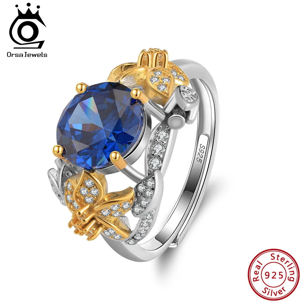 

Женские регулируемые кольца ORSA JEWELS из серебра 925 пробы с фианитом 5A, Роскошные Свадебные обручальные кольца, ювелирные изделия LZR22