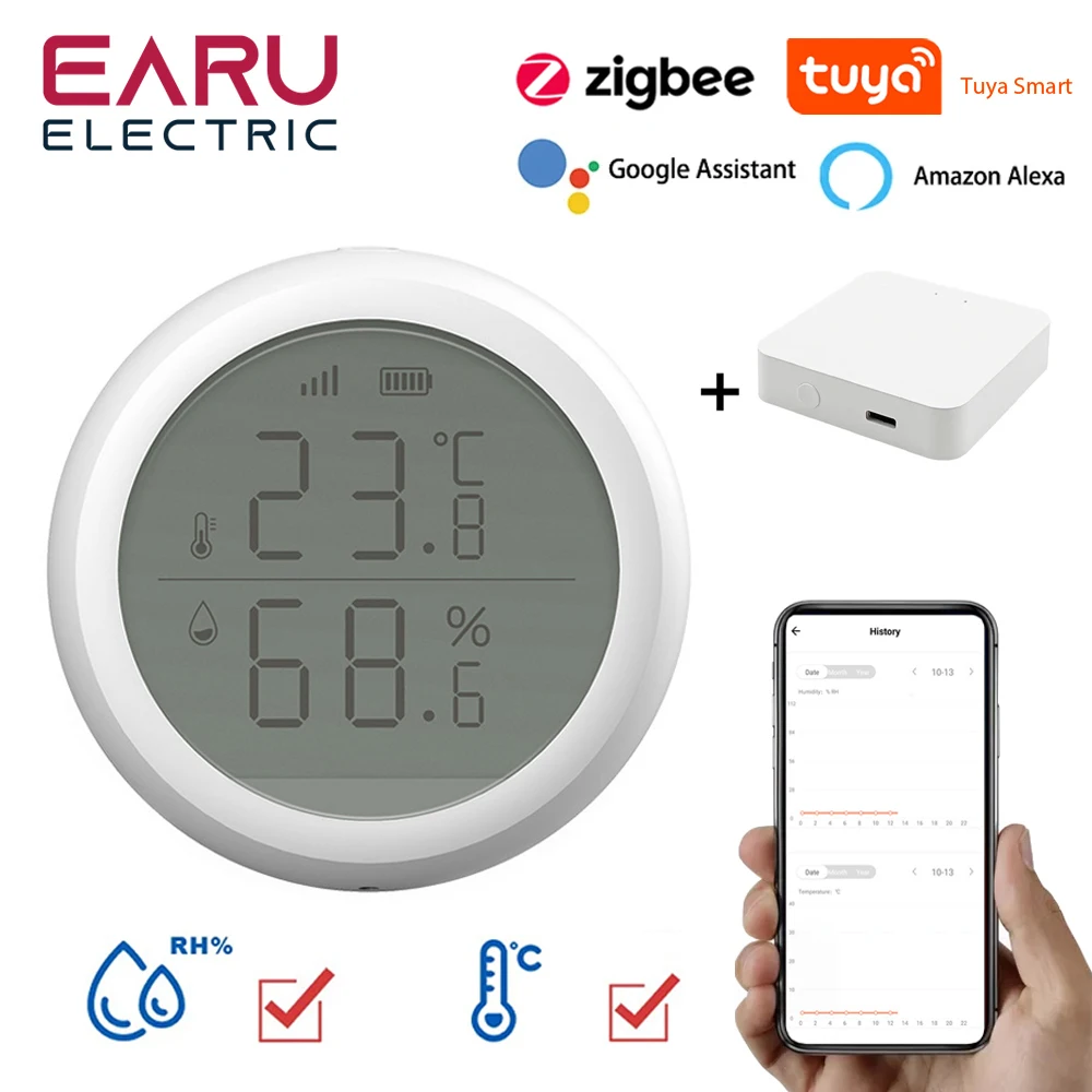 DC 3V Zigbee Temperature Humidity Sensor 100m Tuya Smart Temperature Sensor