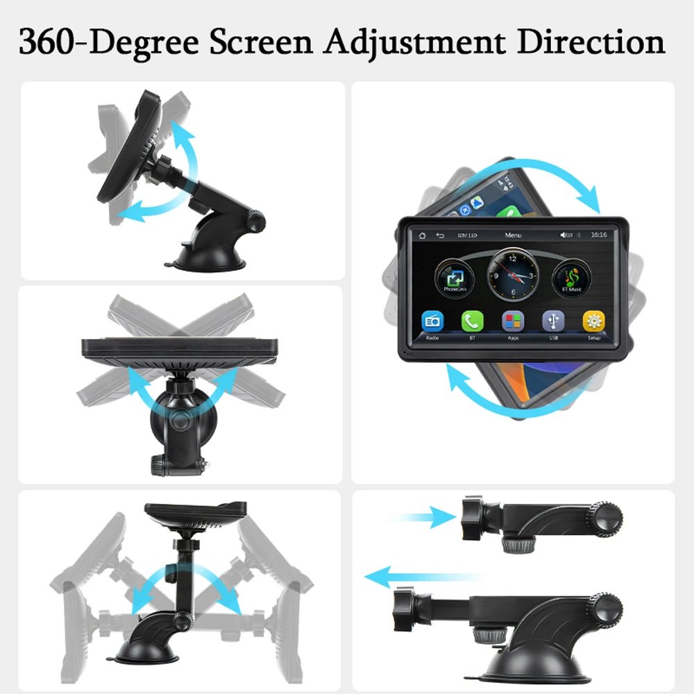 Carplay Android Auto Car Radio Multimedia Video Player 7Inch Portable Touch Screen Bluetooth 5.0 with Remote Control