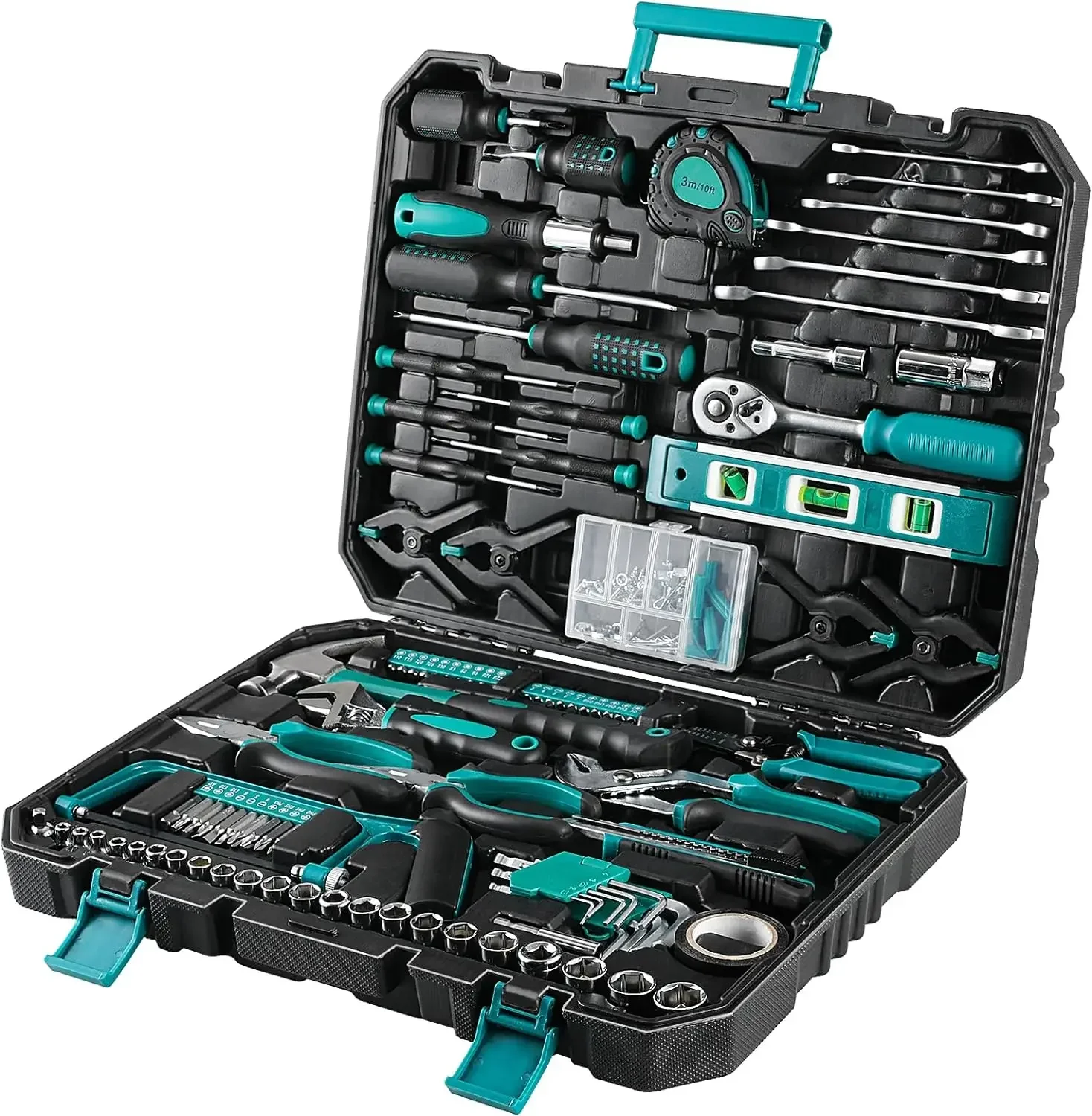 198 Piece Tool Box, Hand Tool Set, Ratchet Socket Tool Set, Screwdriver Set, Home Car Repair Tool, Universal 1