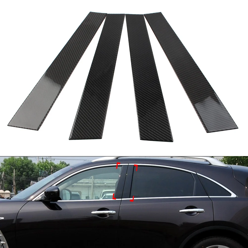 

4 Pcs Car Door Window B Pillar Post Cover Trim Decorative For Infiniti FX 2009-2013 For QX70 2014-up
