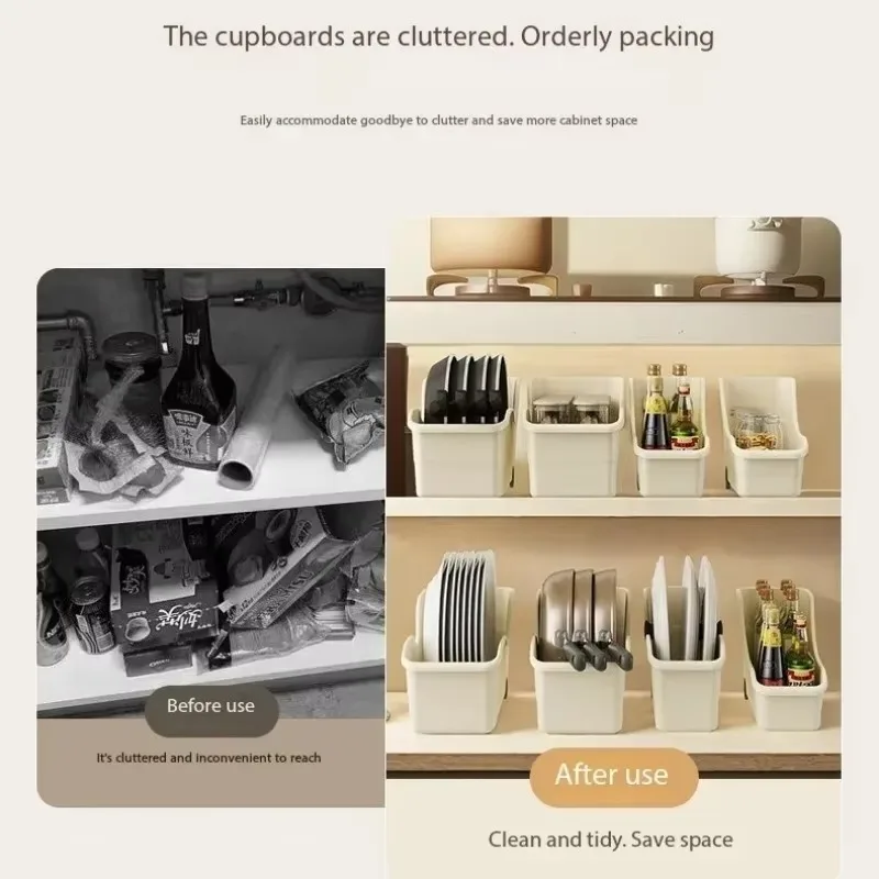 Kitchen Storage Box Food-Grade PP Pantry Organizers with Sliding Rail for Under-Cabinet Large Capacity Home Clutter Management