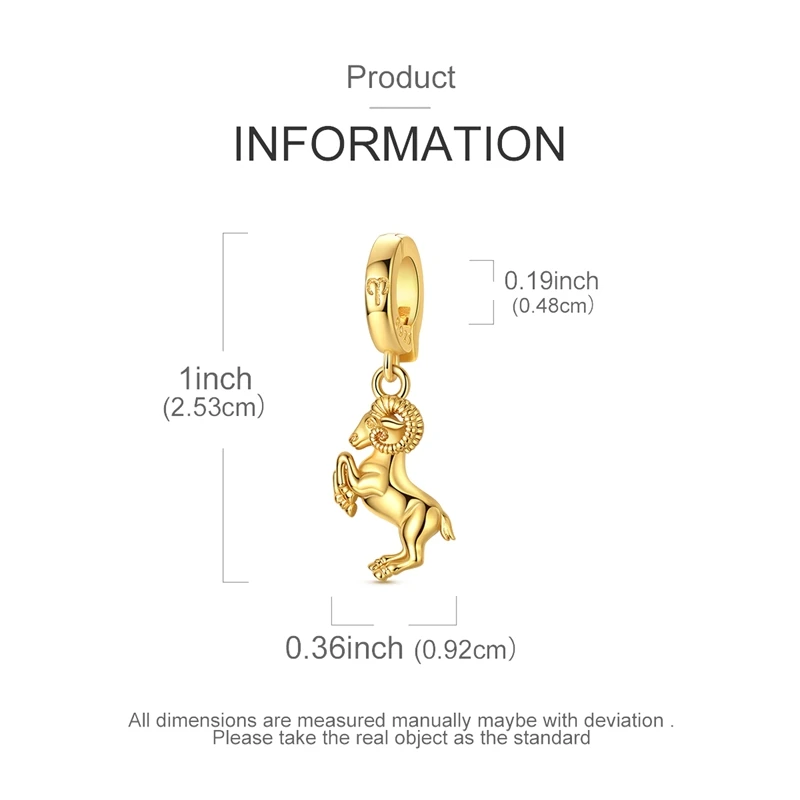 Goldene Anhänger aus 925er Sterlingsilber, Serie „Zodiac Guardian“, passend für Original-Armbänder, DIY-Schmuck, Geschenk für Frauen – Detail 9