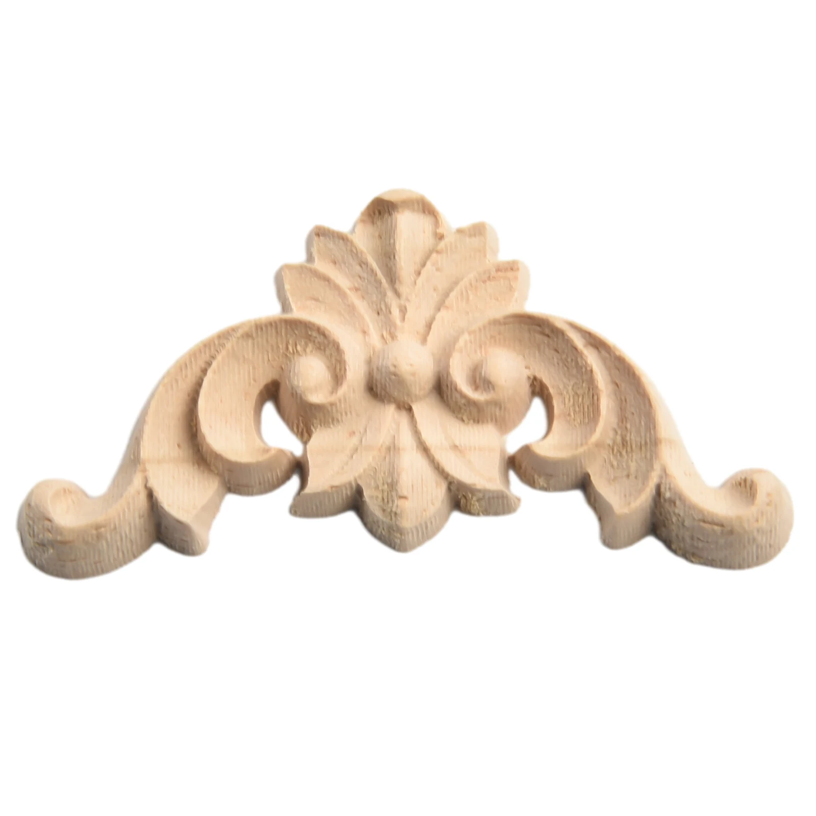 

4 Pcs Natural-Floral Wooden Figurines Crafts Wood Carved Corner Appliques Frame Wall Door Furniture Woodcarving Decorative