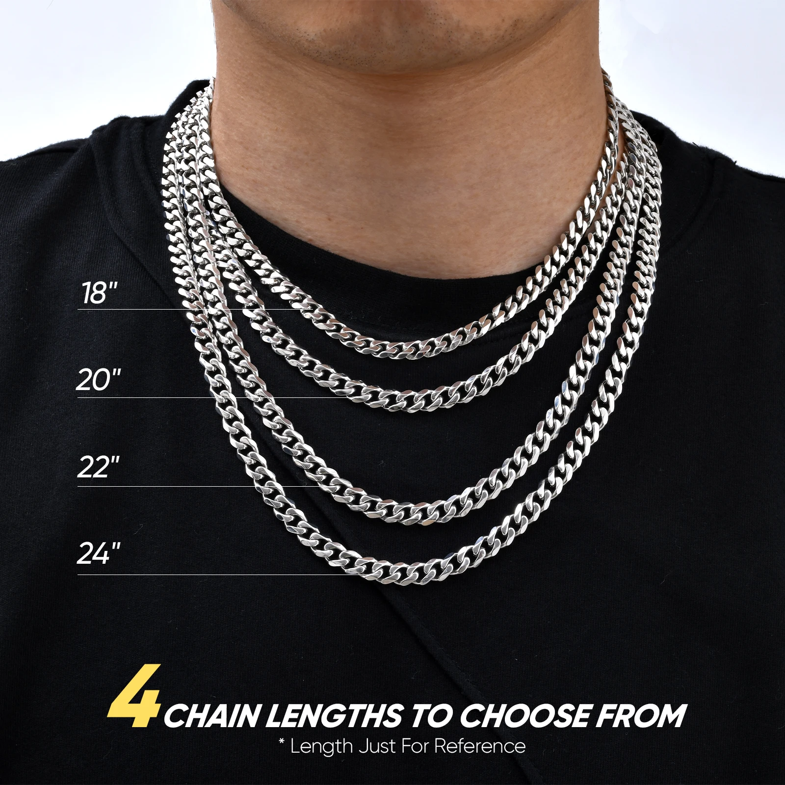 Round Box Chain Men Boys Gold Silver Black Plated Stainless Steel Chain Collars Unisex Jewelry Gifts 18 to 30 Inch stainless steel necklace,metal necklace,sterling chain necklace