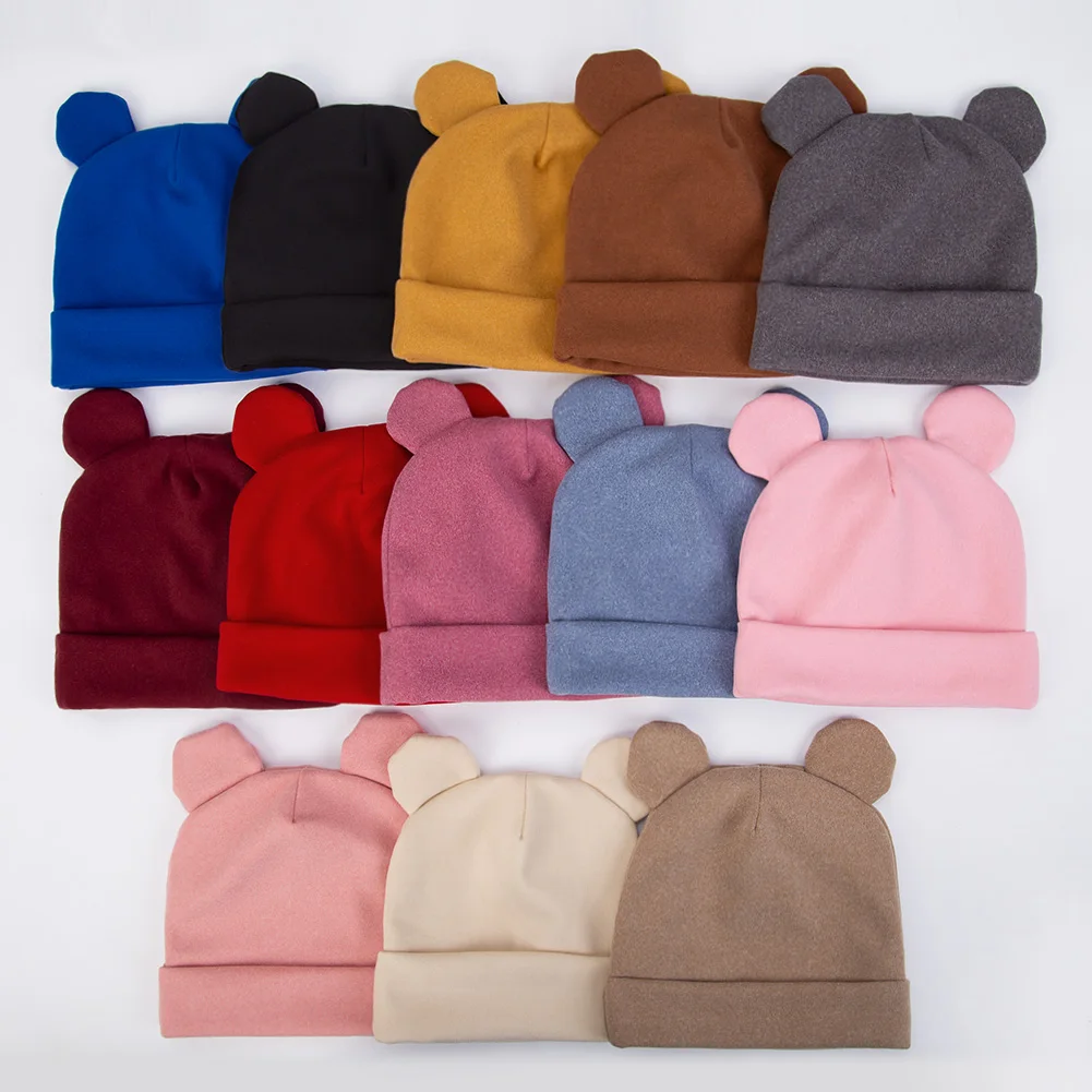 Cute Bear Ear Baby Turban Hats Autumn Winter Newboorn Boys Girls Faux Cashmere Caps Beanies Infant Bonnets Kids Warm Headwraps baby hat