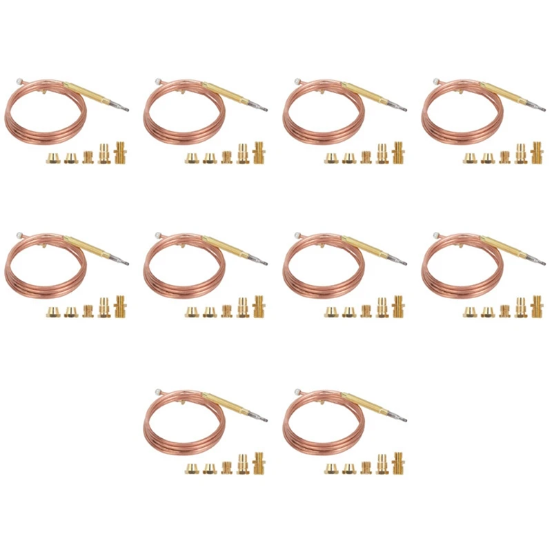 

10X Universal Gas Stove Thermocouple With 50Pcs Nuts Heating Gas Burner Replacement Thermocouple Adaptor