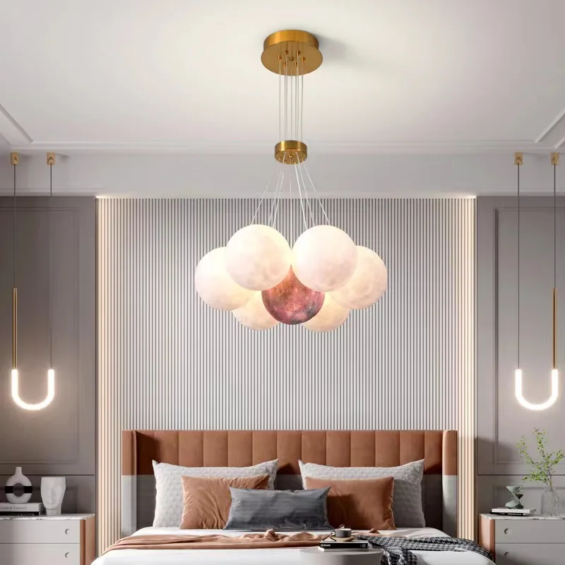 

Home Decoration Personalized Ceiling Chandelier Simple Bubble Ball Restaurant Nordic Planet Moon Living Room Bedroom Meeting Roo