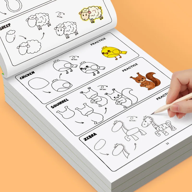 Come disegnare animali: libro di disegno passo dopo passo - Impara a dipingere, perfetto per la scrittura creativa e il libro da disegno per bambini a colori - immagine 3