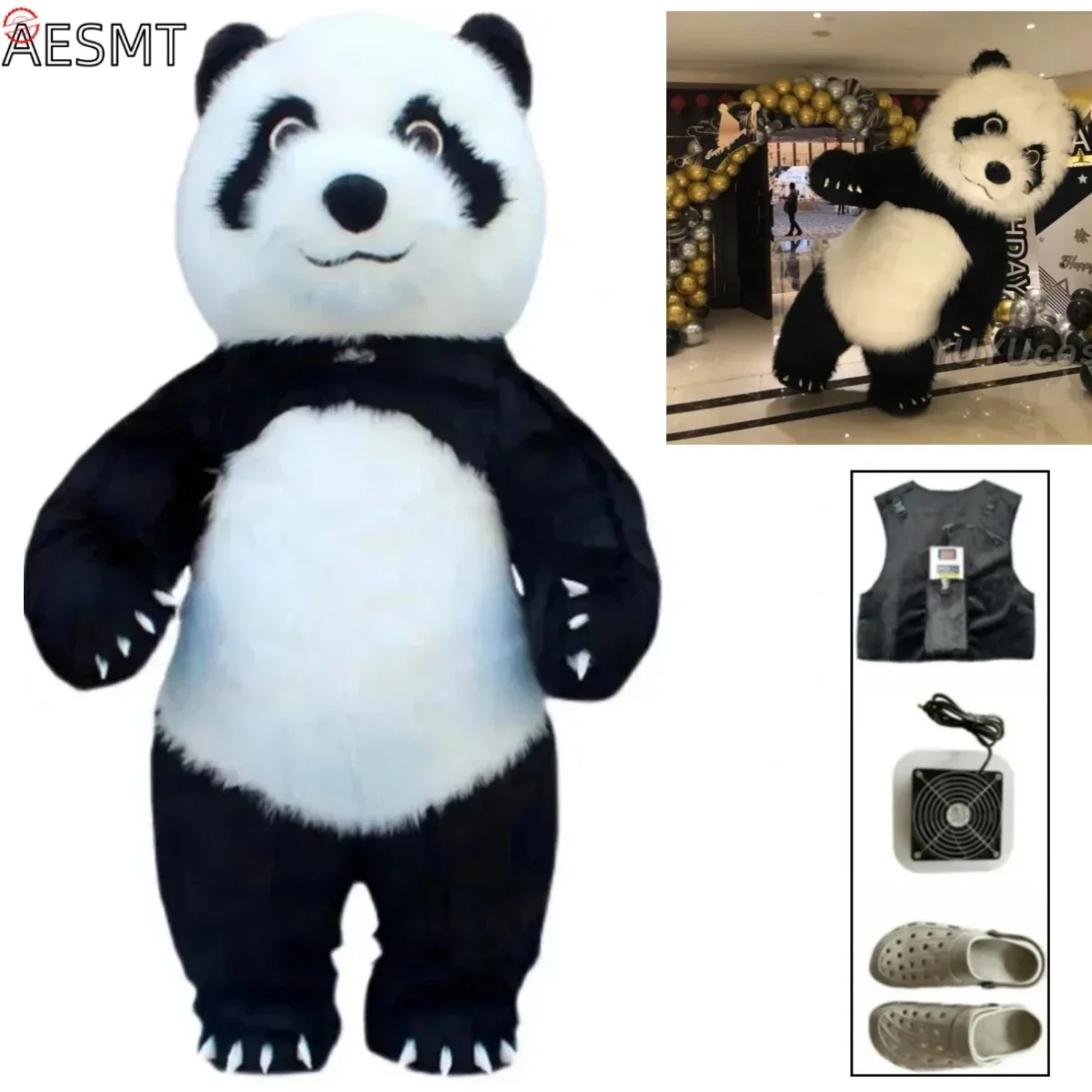 

260cm Inflatable Panda Mascot Clothing, Large Doll Cartoon Plush Wearable Adult Party Advertising, Animal Clothing Promotion