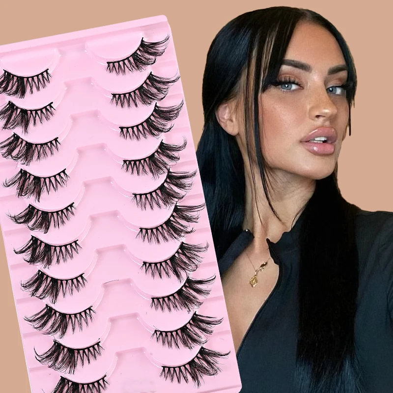 

6D Fluffy False Eyelashes 10 Pairs Half Eye Clip Eyelash Fiber Eye Lashes Curl Soft Eyelashes Extend Makeup Wholesale