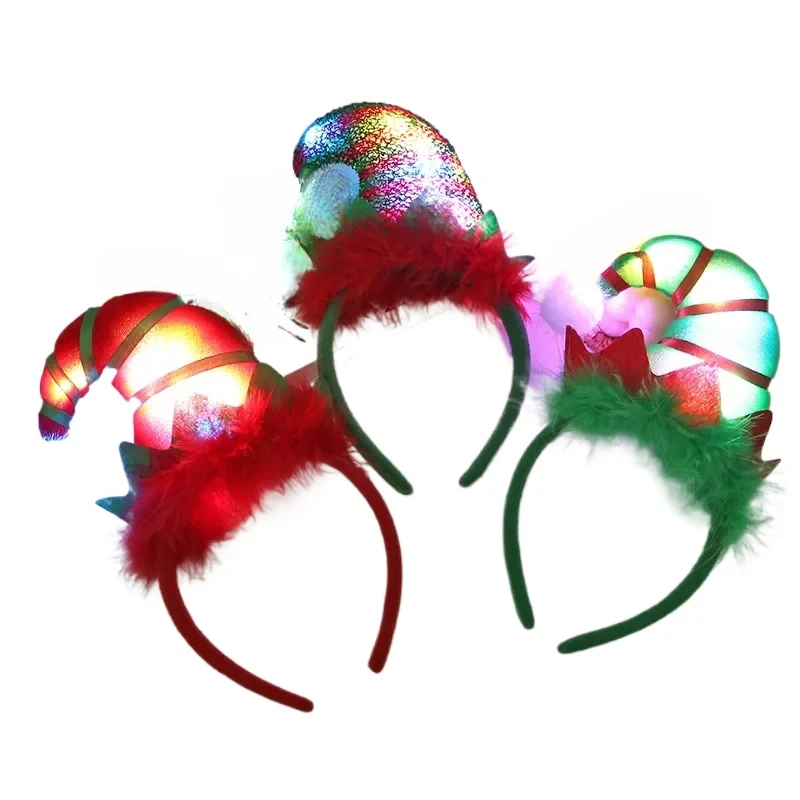 Blinking LED Christmas Headbands, Light Up Elf Hair Band for Christmas Decoration, Party and Festival