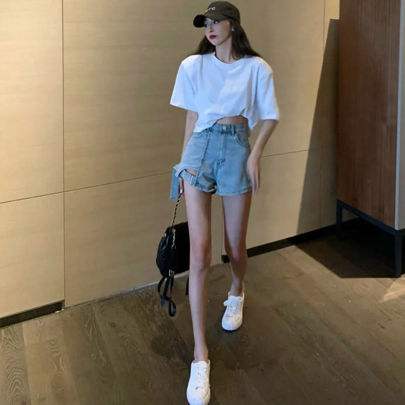 Summer All-match Fashionable Streetwear Women Solid Loose Shorts Female Denim Leisure Daily Korean Version Stylish New Popular