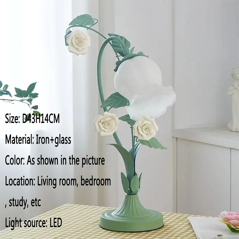 RONIN French Table Lamp American Living Room Bedroom Villa European Romantic Pastoral Creative Bedhead Desk Light