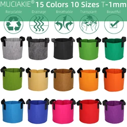 MUCIAKIE 15 Colors 10 Sizes Garden Grow Bag w/ Handles Indoor Outdoor Fabric Aeration Plant Pot Container Flower Vegetable Pouch