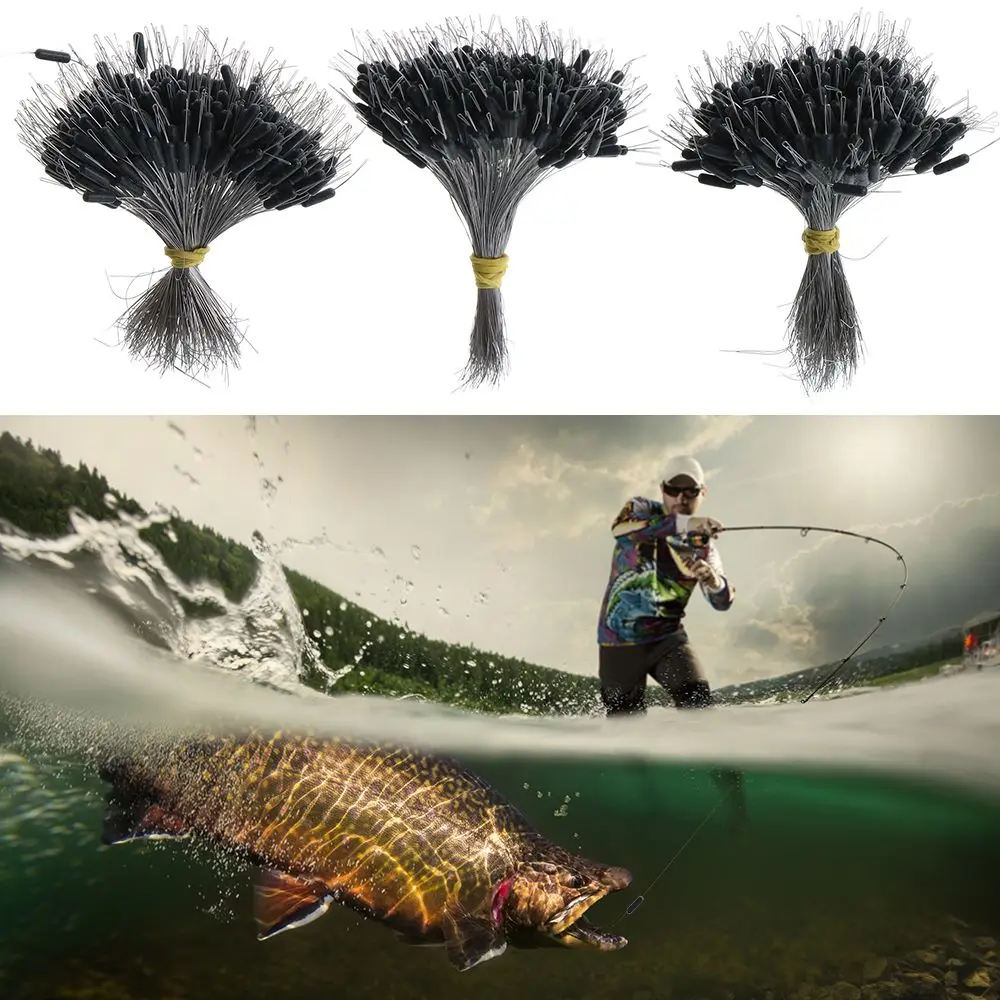 300pcs Black Float Fishing Bobber Silicone Stopper Space Bean Connector Fishing Line Resistance Accessories